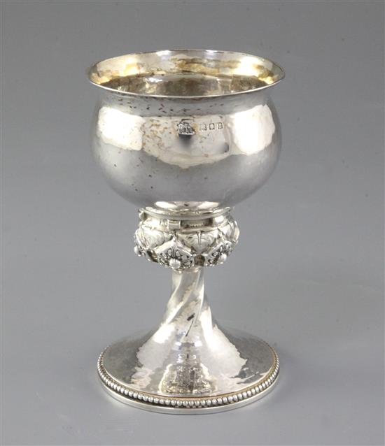 A George V Arts & Crafts silver goblet, by Omar Ramsden, Height 124mm, weight 4.2oz/133grms